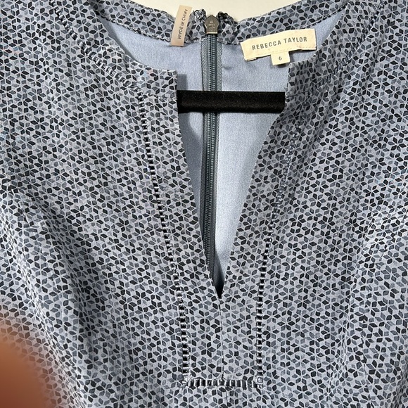 Rebecca Taylor Blue Silk V-neck Relaxed Fit Midi Dress size 6 - Picture 7 of 15